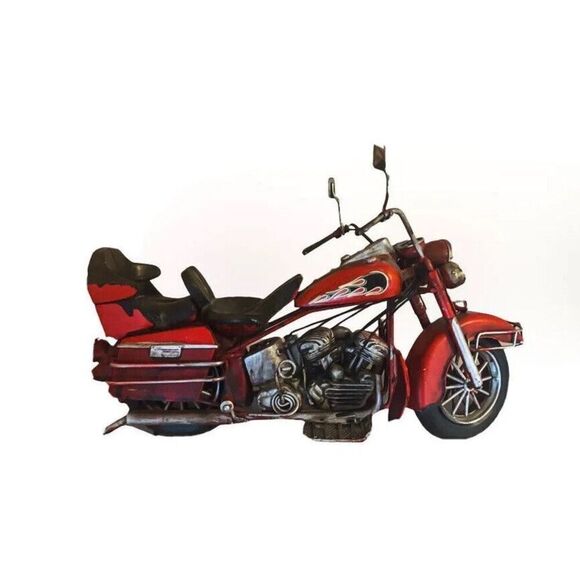 Other - Vintage Red Motorcycle Model With Flames Home Decor Shelf Decoration Display